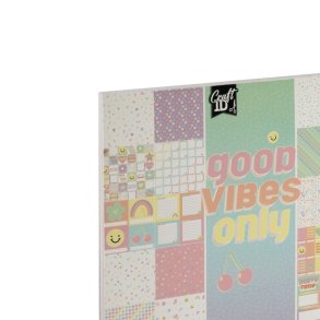 Blok 25x25 cm m. designs Good vibes only pastel 24 ark 250 gr.